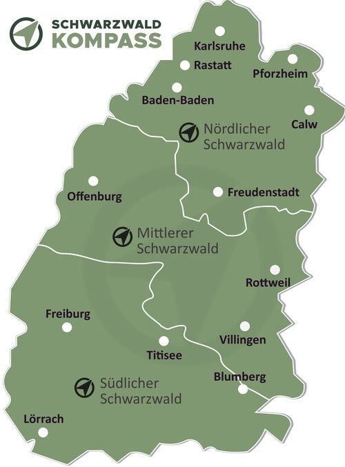 Bild: Schwarzwald Karte mit Städten.